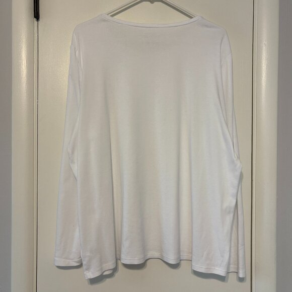 Talbots Womens Plus Classic White L/S Pima Crewneck Tee Shirt Top 2X 2024 - Picture 5 of 10